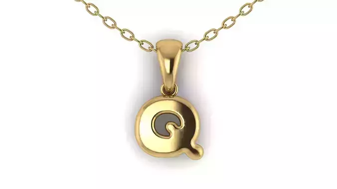 Q alphabet solid pendant
