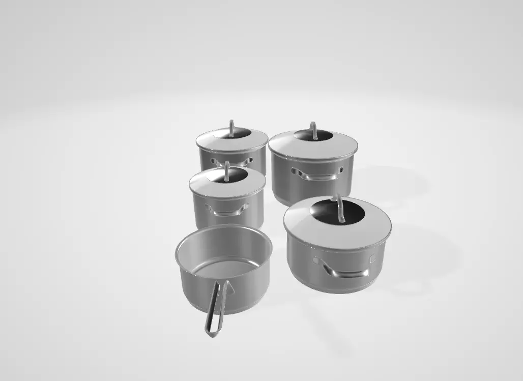 WMF Inspiration 4-Piece Cookware Set Low-poly 3D model