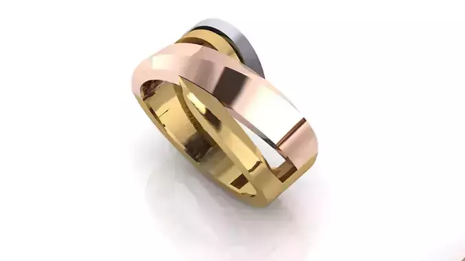 Two-Tone Geometric bypass Gold Ring