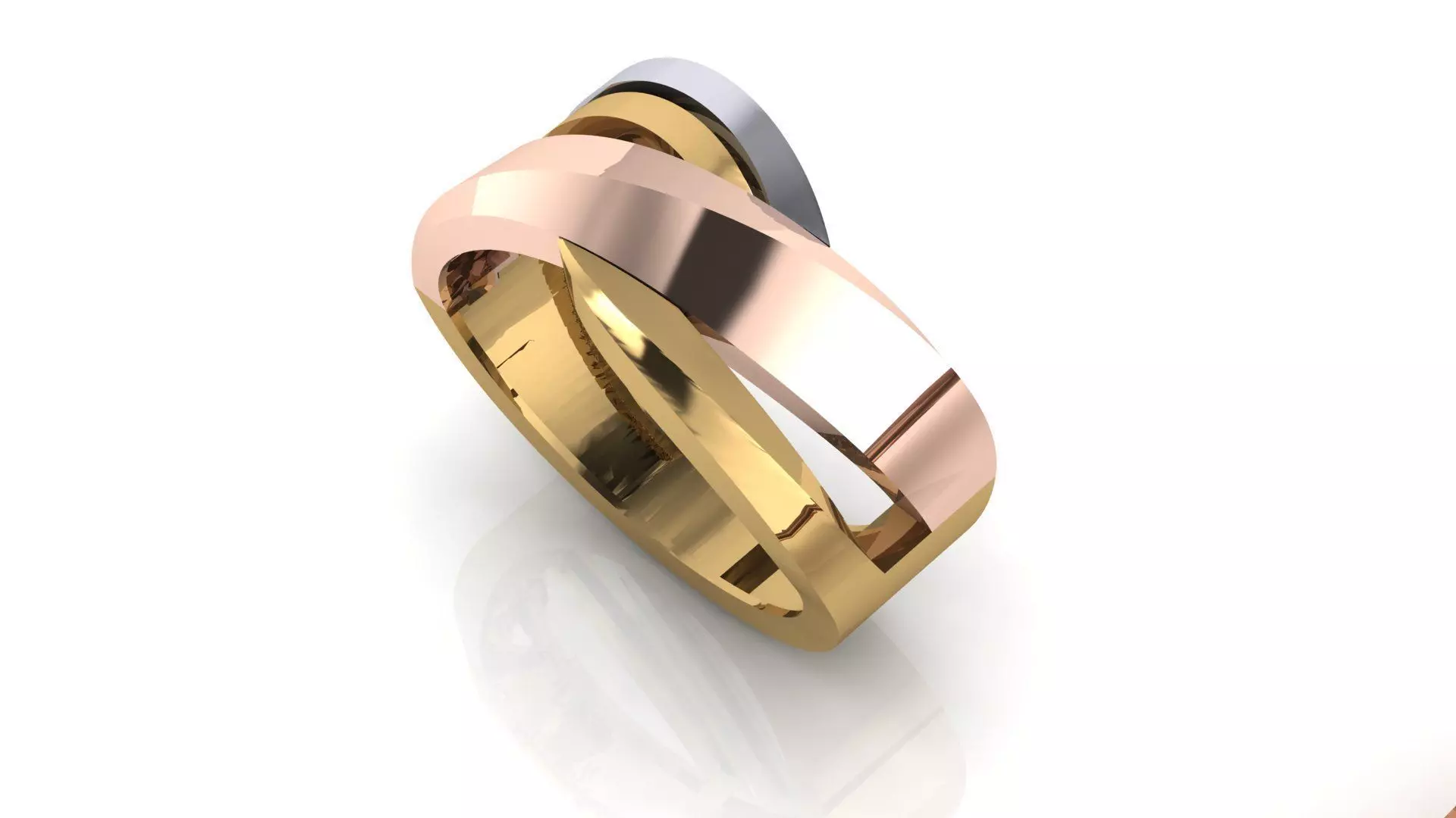 Two-Tone Geometric bypass Gold Ring 3D print model