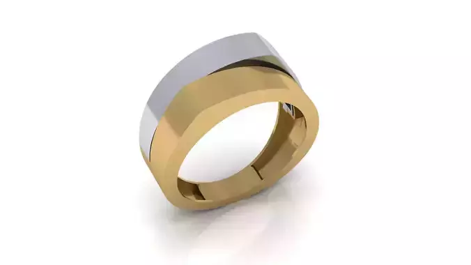 Two Tone Beveled Edge Gold Rin