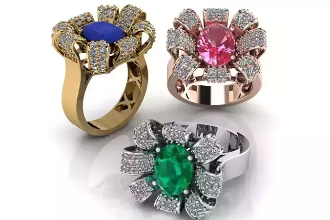 Ornate Ruby Diamond Ring 3D Model Luxury Jewelry Design