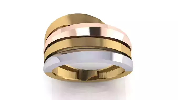 Modern Interlocking Bands Gold Rin