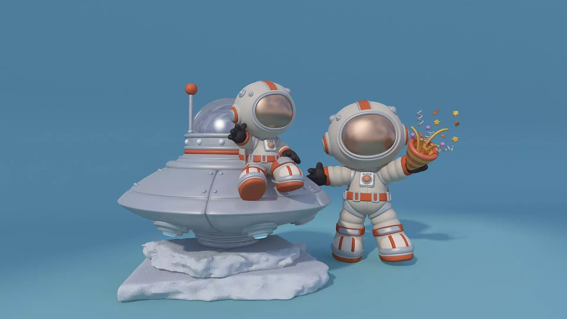 Pop Mart-Astronaut Sculpture Ornament 03 3D model