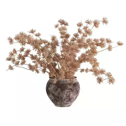 Faux Autumn Branches Rustic Ceramic Vase 3D model