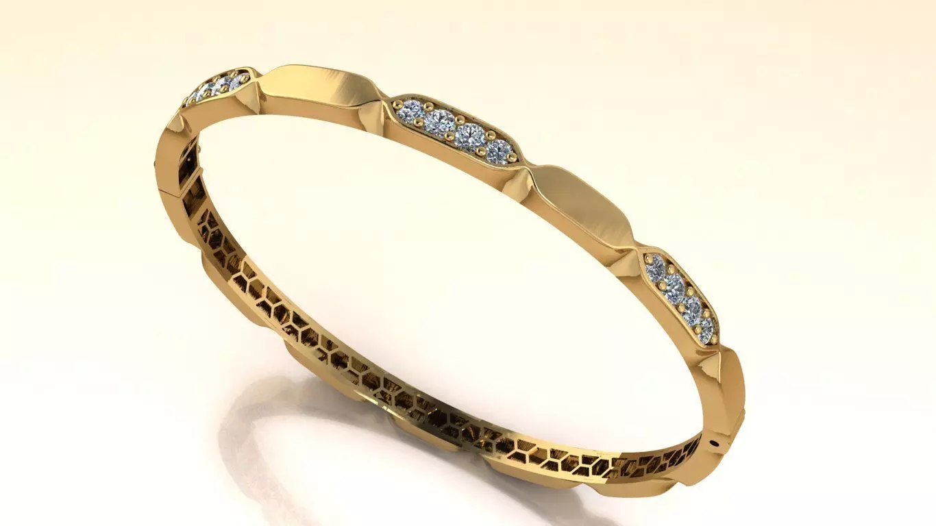 The Aurelia Pave Bangle Bracelet jewelry 3D model - for Her 3D print model