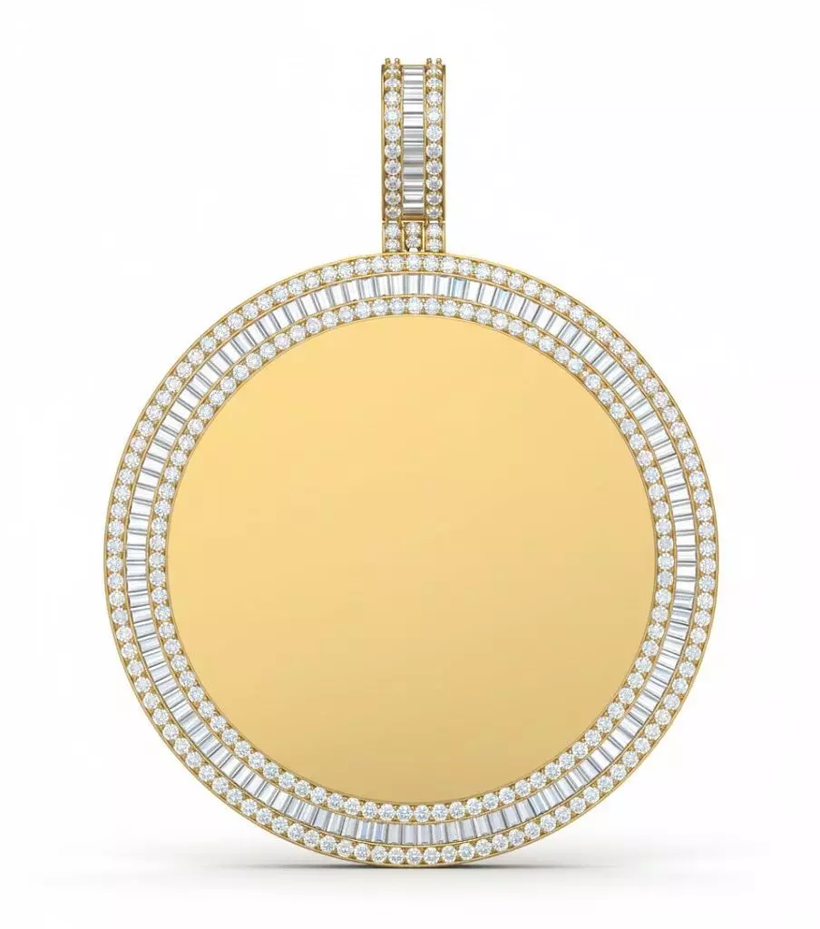 Elegant Round Stone-Set Pendant Design 3D print model