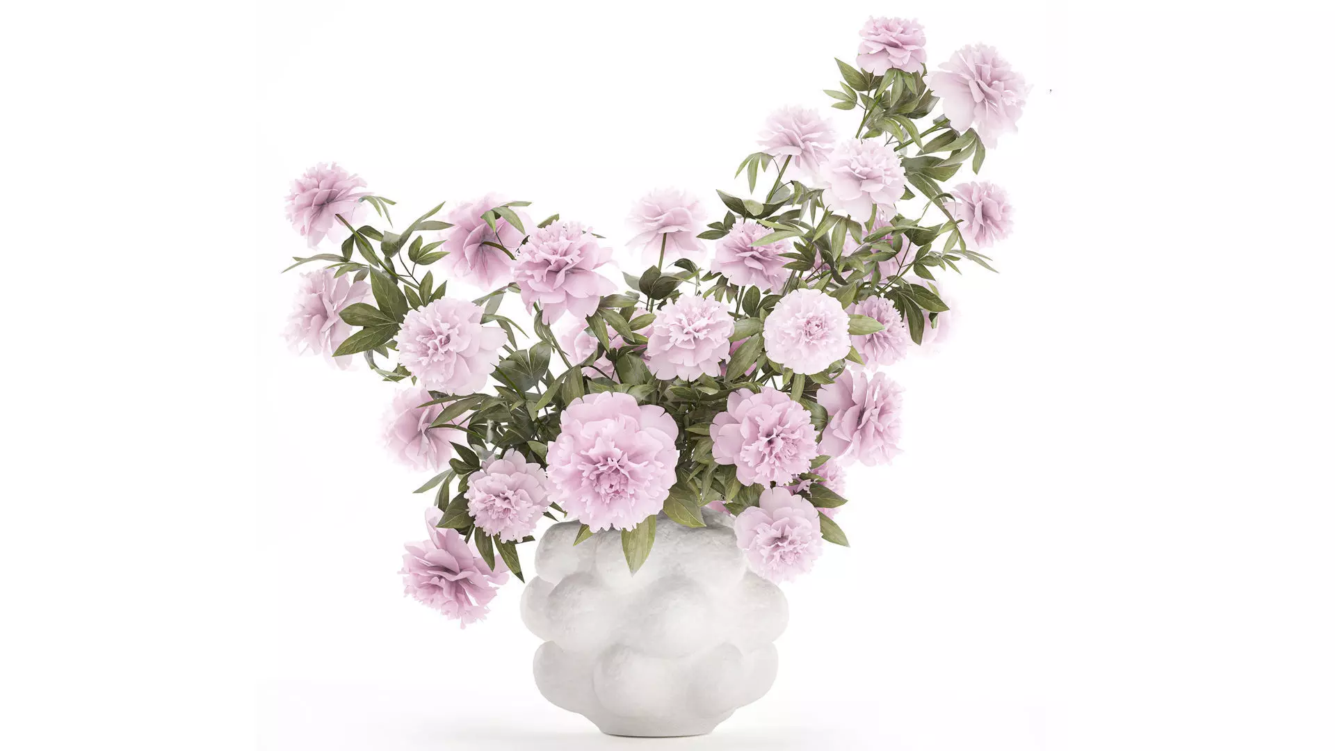 Beautiful pink Formal Bouquet Peony Vase Decor 3D model