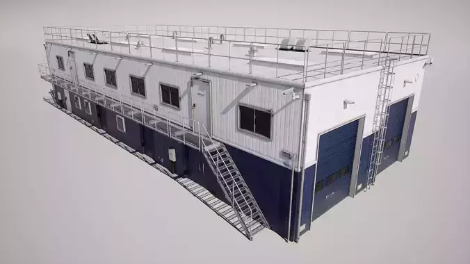 Industrial Building Low-poly 3D model
