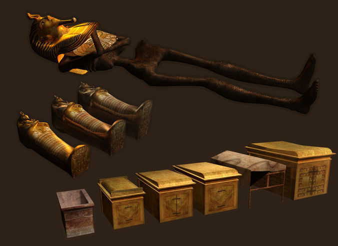 Tutankhamun person lying Low-poly 3D model