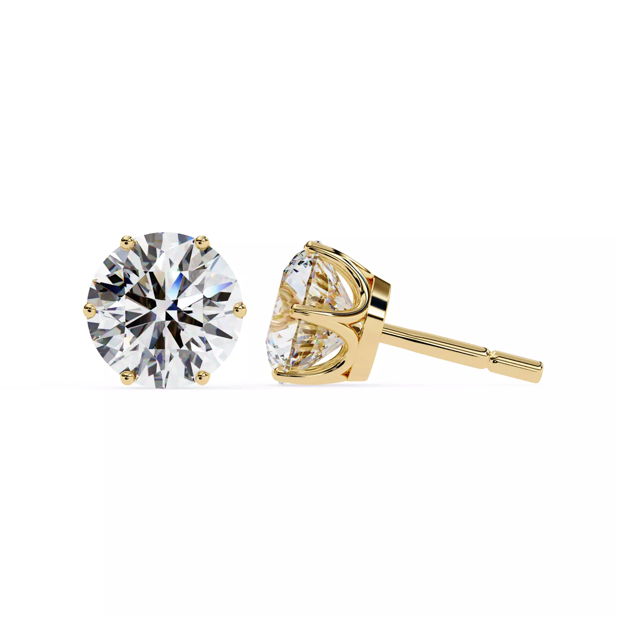 Solitaire Diamond Earring with render and detail images 8 3D print model