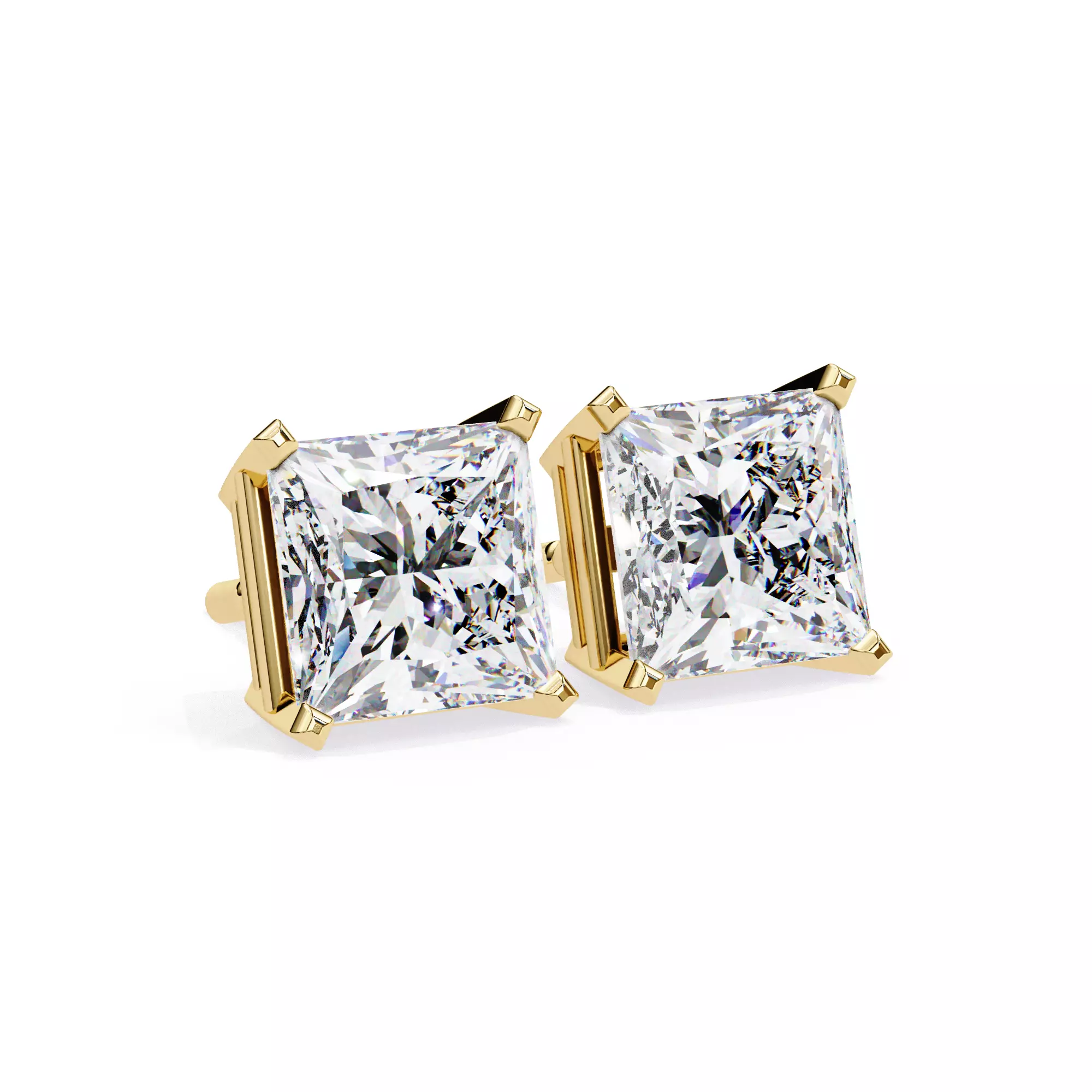 Solitaire Diamond Earring with render and detail images 6 3D print model