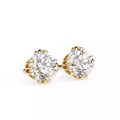 Solitaire Diamond Earring with render and detail images 5