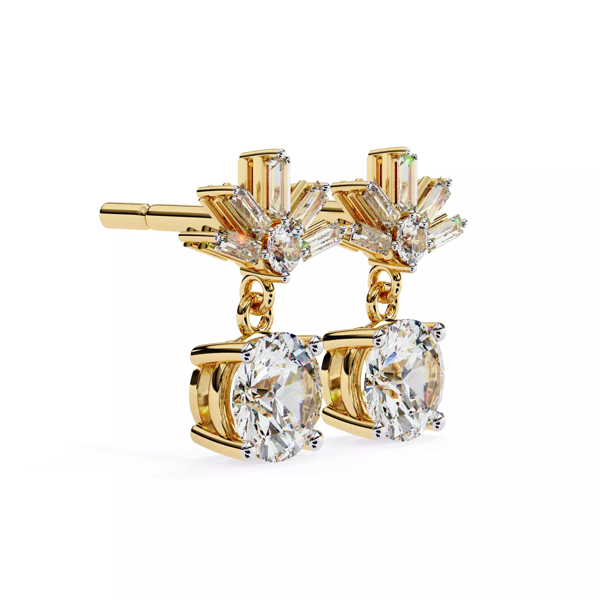 Solitaire Diamond Earring with render and detail images 42 3D print model