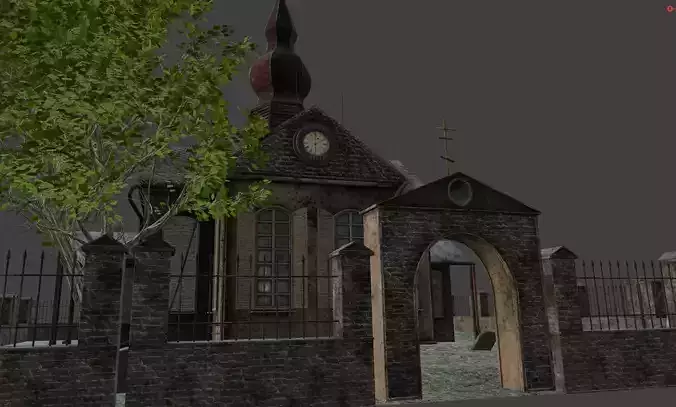 Church old russian witch cemetery 3D model