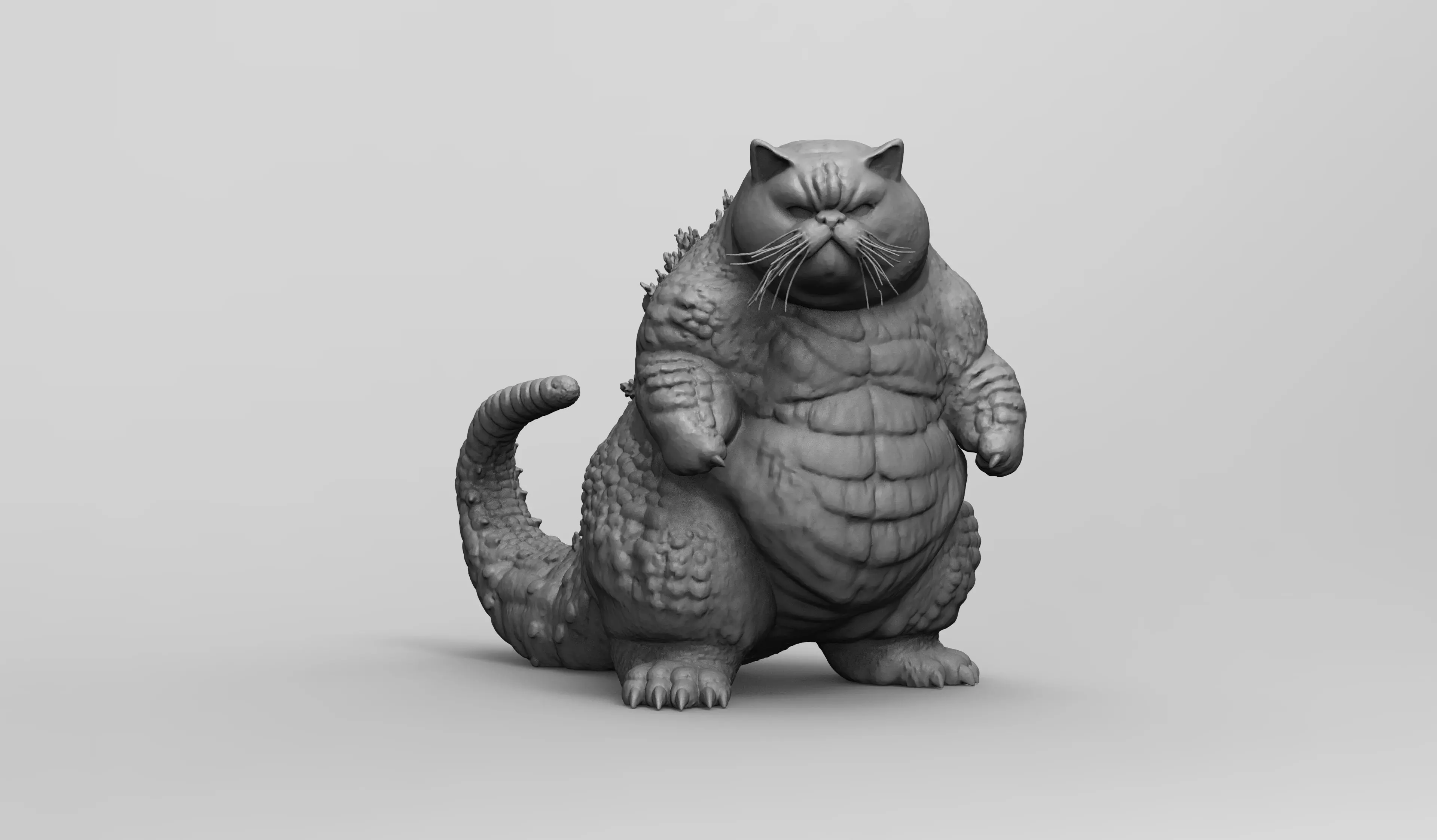 Katzilla Chonky Cat Godzilla Meme Catzilla 3D print model