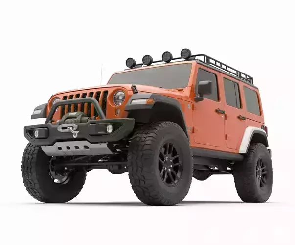 Modern Off-Road 4x4 SUV Low-poly 3D model 5