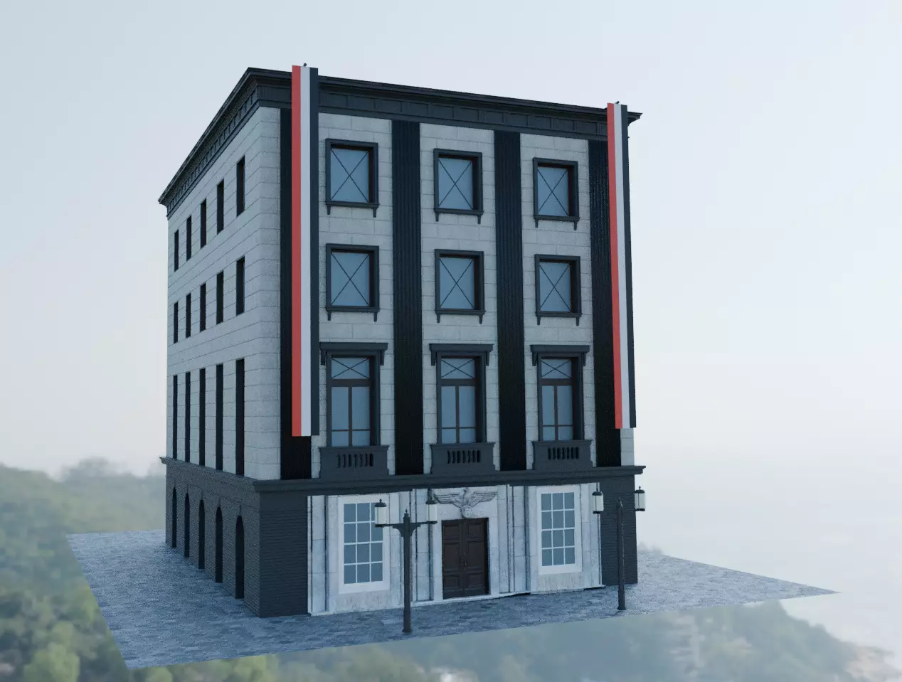 Germany ww2 30s house with Albert Speer lamps 3D model