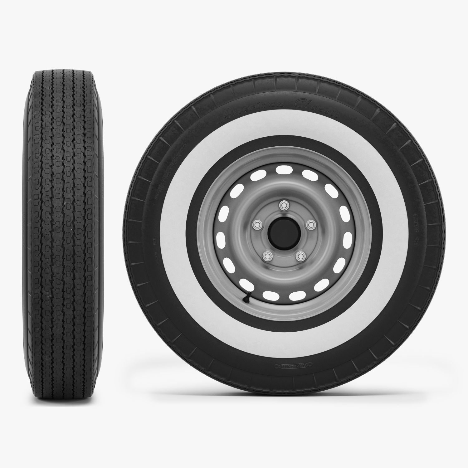 Steel Wheel  Tire American Classic 3D model_4
