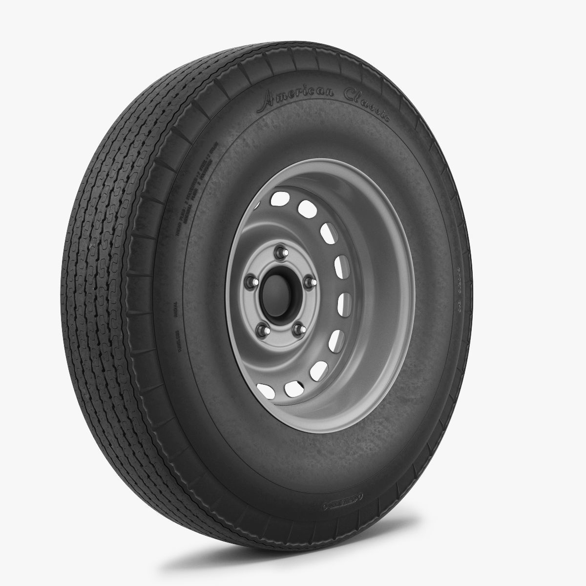 Steel Wheel  Tire American Classic 3D model_6