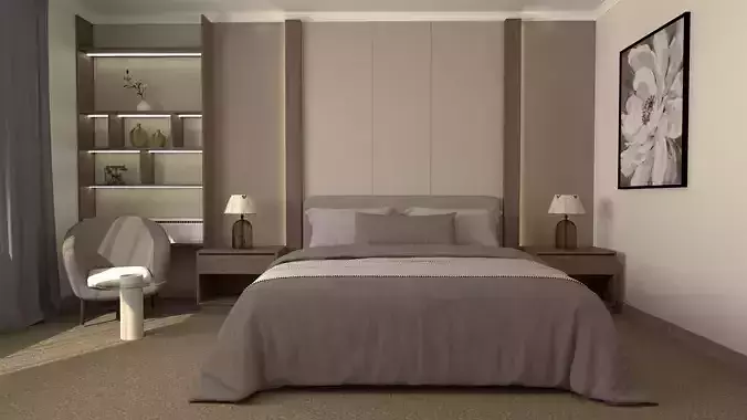 Modern Bedroom Scene 3D model