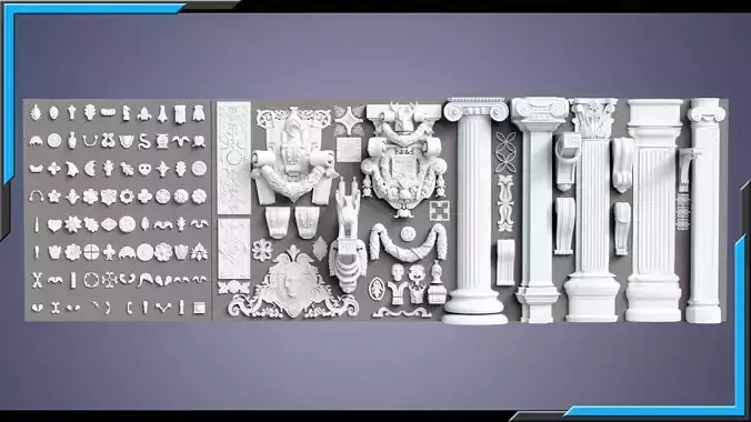 Building Ornaments Wall Decorations Low-poly 3D model 2