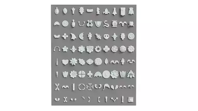 Building Ornaments Wall Decorations Low-poly 3D model 7