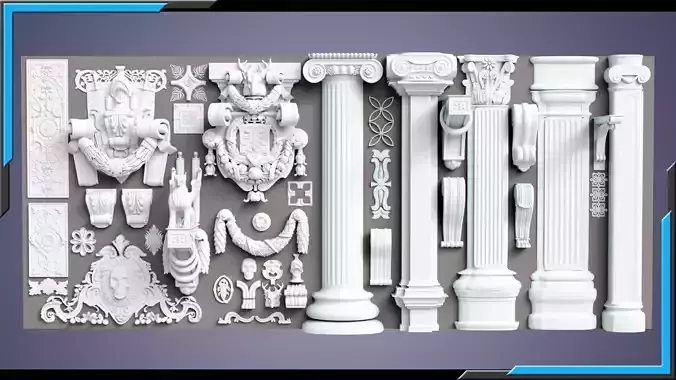 Building Ornaments Wall Decorations Low-poly 3D model 4