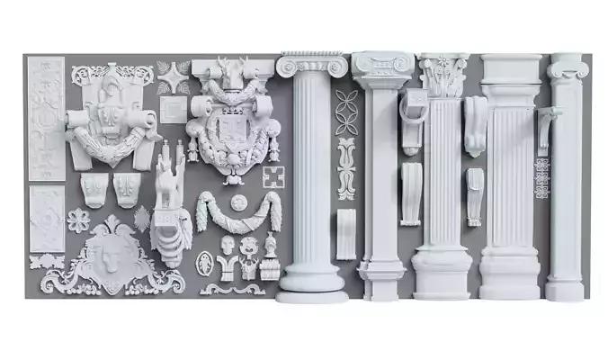 Building Ornaments Wall Decorations Low-poly 3D model 6