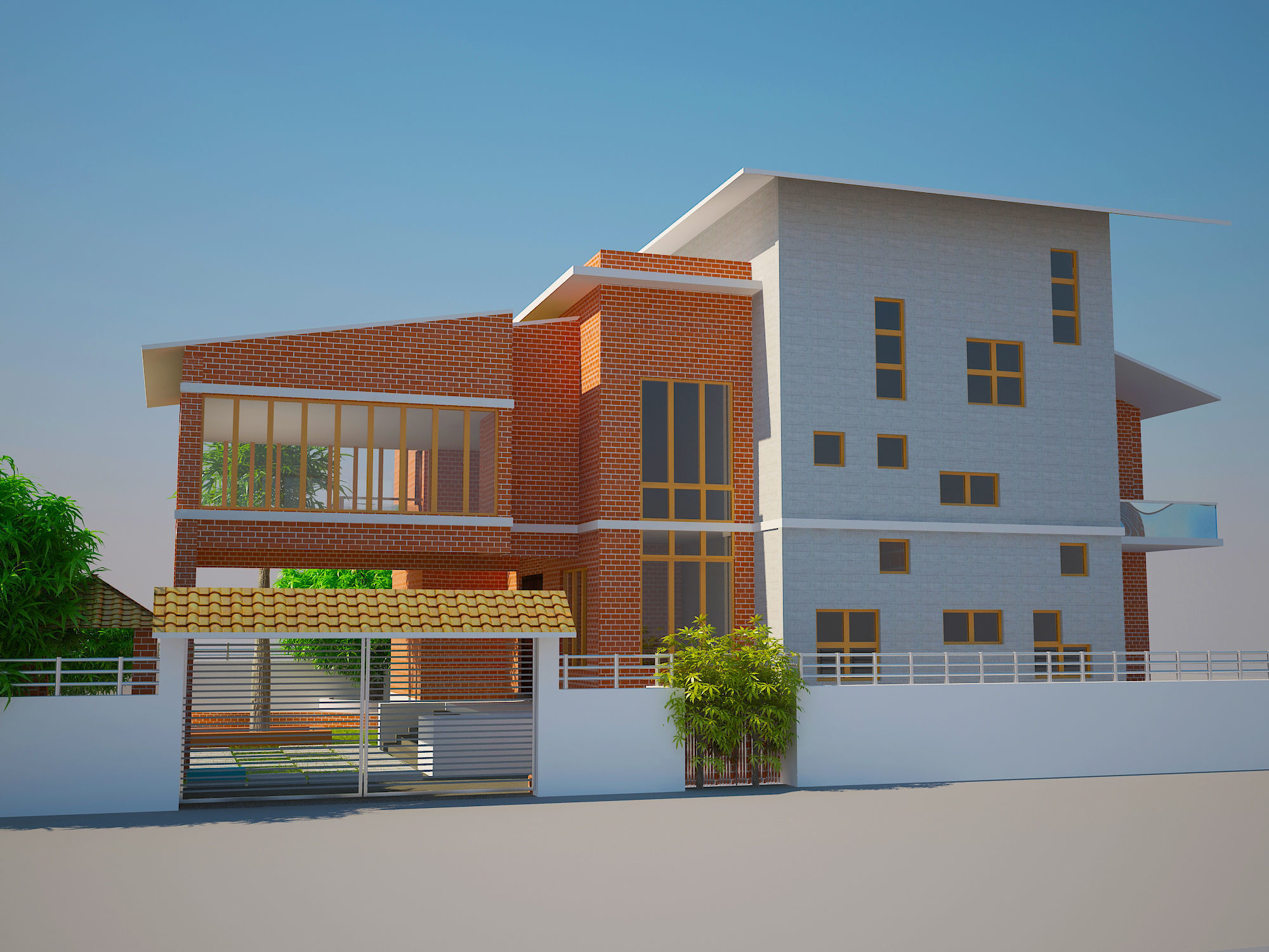Vila or duplex building  3D model_1