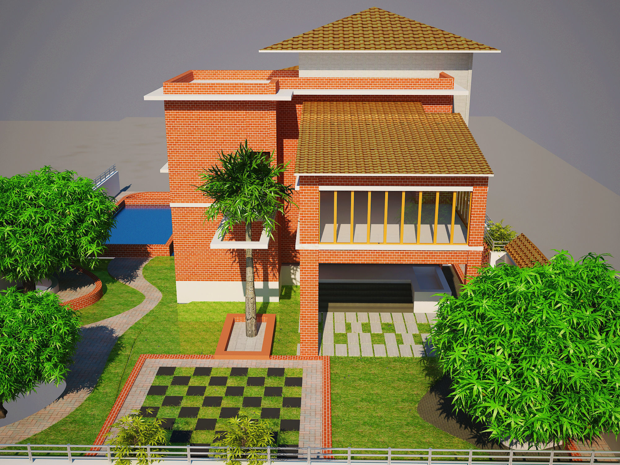Vila or duplex building  3D model_2