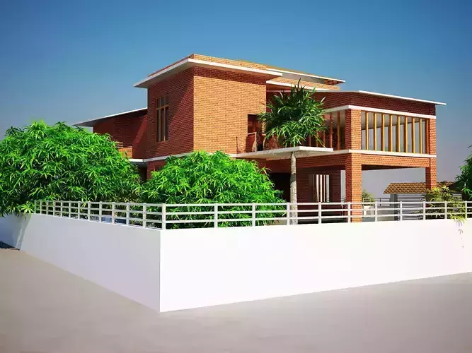 Vila or duplex building  3D model