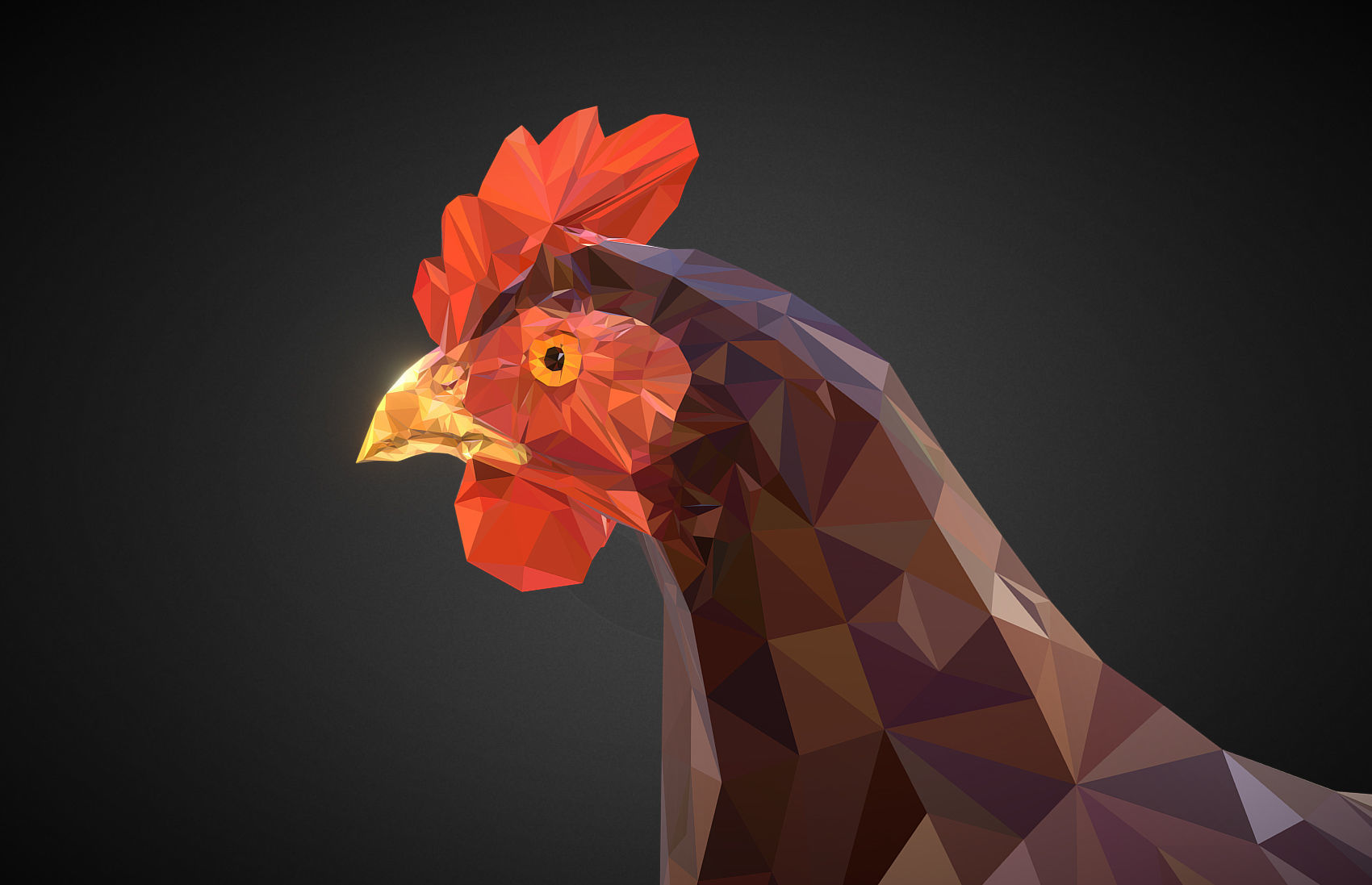 Christmas Chicken Brown Low Polygon Art Bird Low-poly 3D model_1