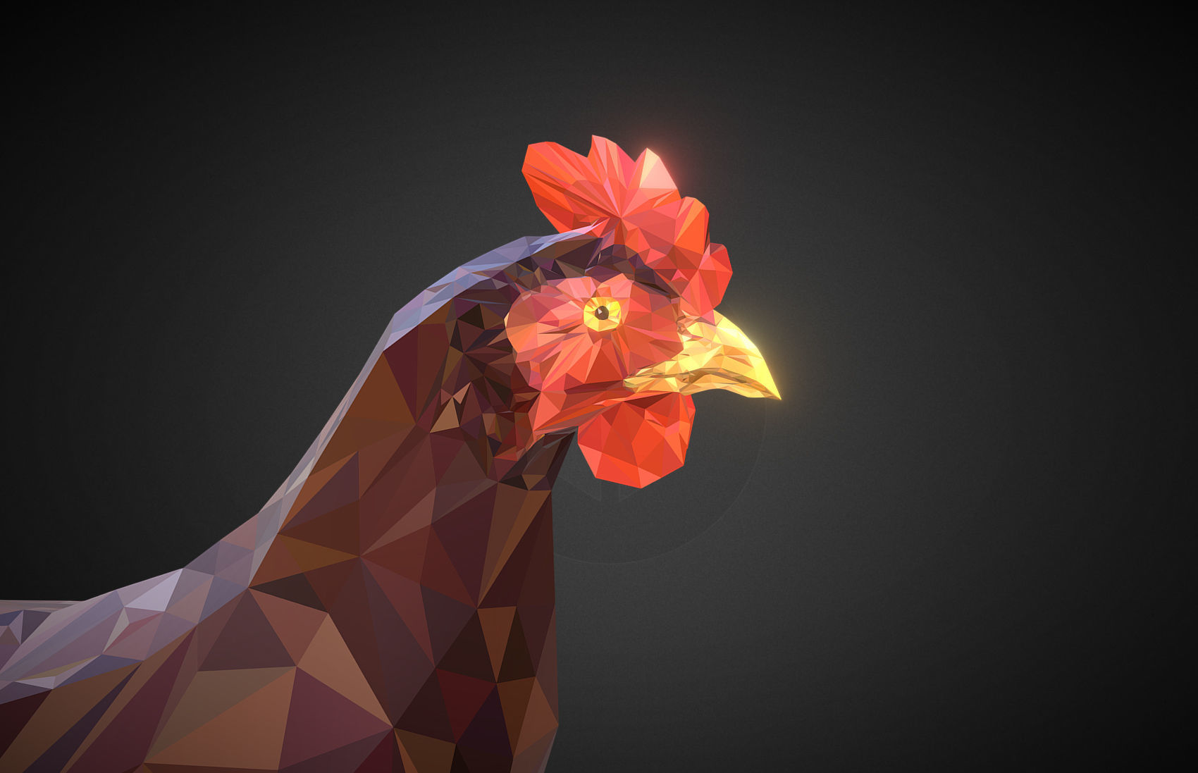 Christmas Chicken Brown Low Polygon Art Bird Low-poly 3D model_2