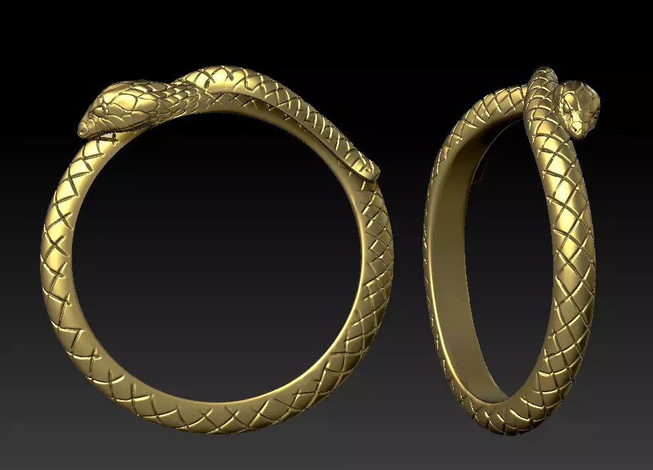 Snake Ring Earring Jewelry Set 3D Model 3D print model