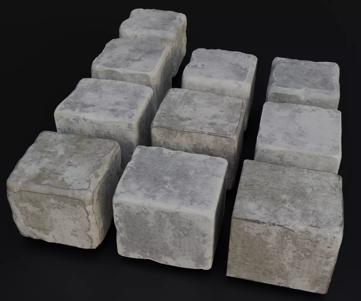 Props Concrete Barrier - Kit 006 Low-poly 3D model