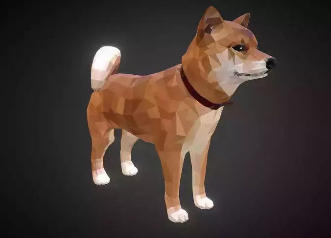 Dog Redhead Low Polygon Art Low-poly 3D model