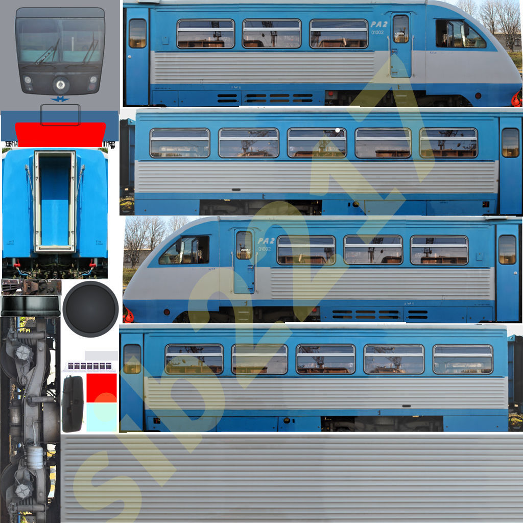 RA-2 rail bus Low-poly 3D model_16