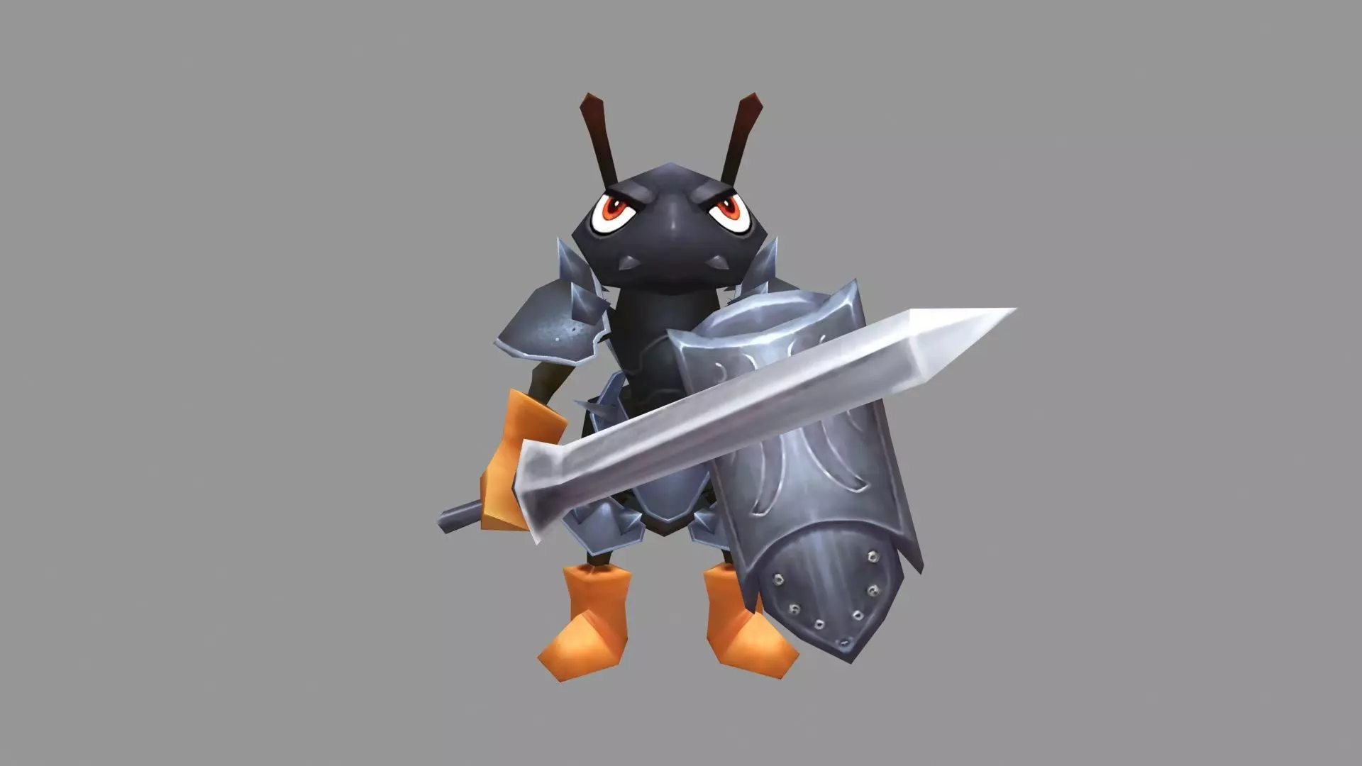 Cartoon soldier ant monster Low-poly 3D model