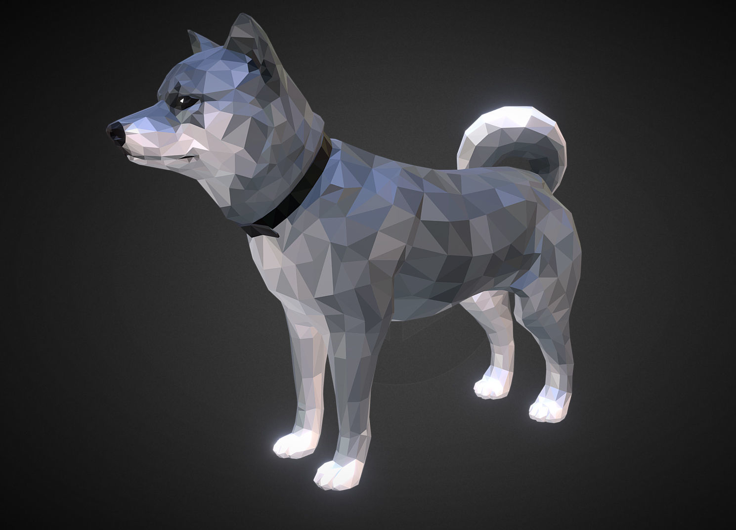 Dog Grey Low Polygon Art Low-poly 3D model_6