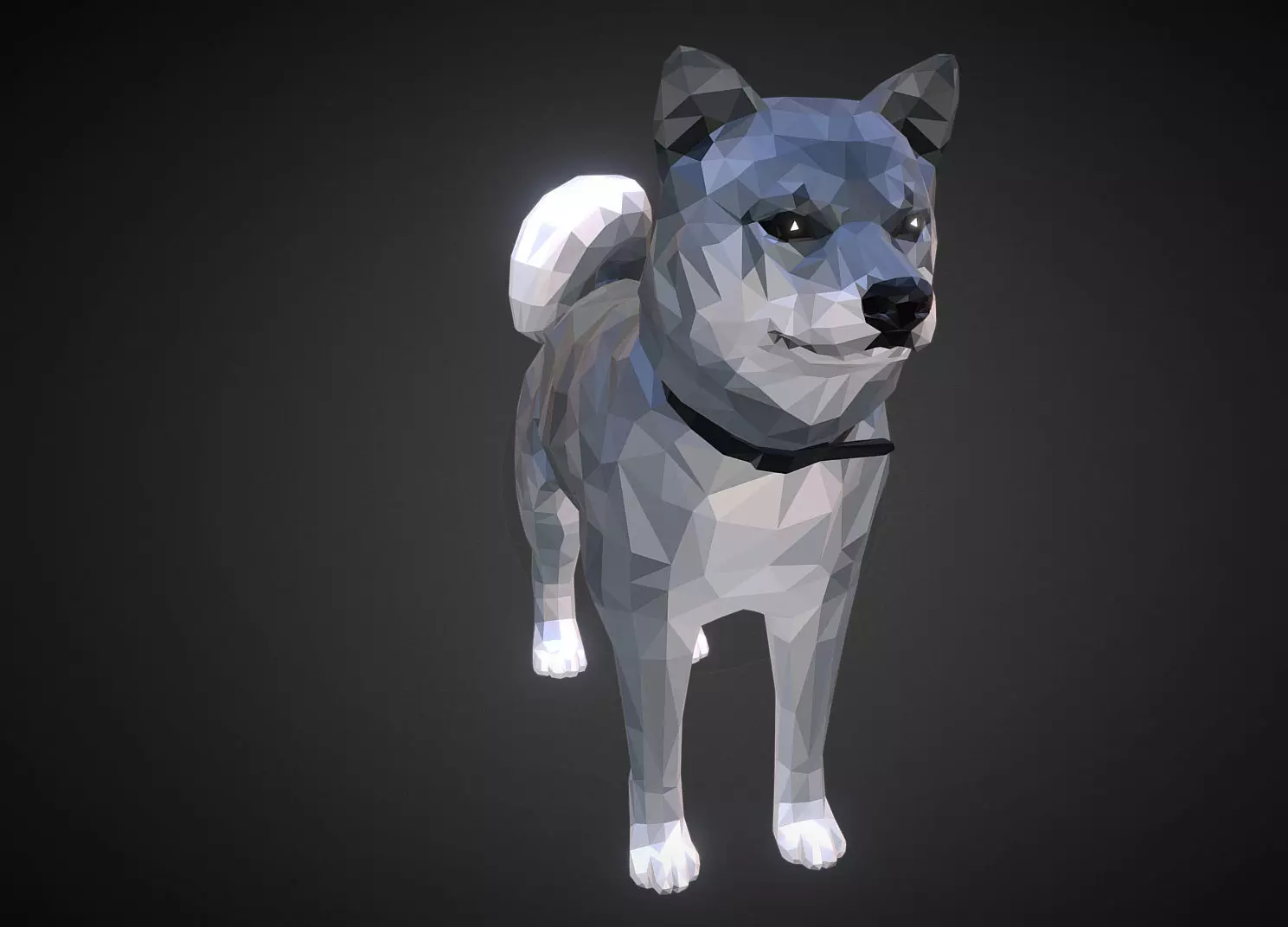 Dog Grey Low Polygon Art Low-poly 3D model_0