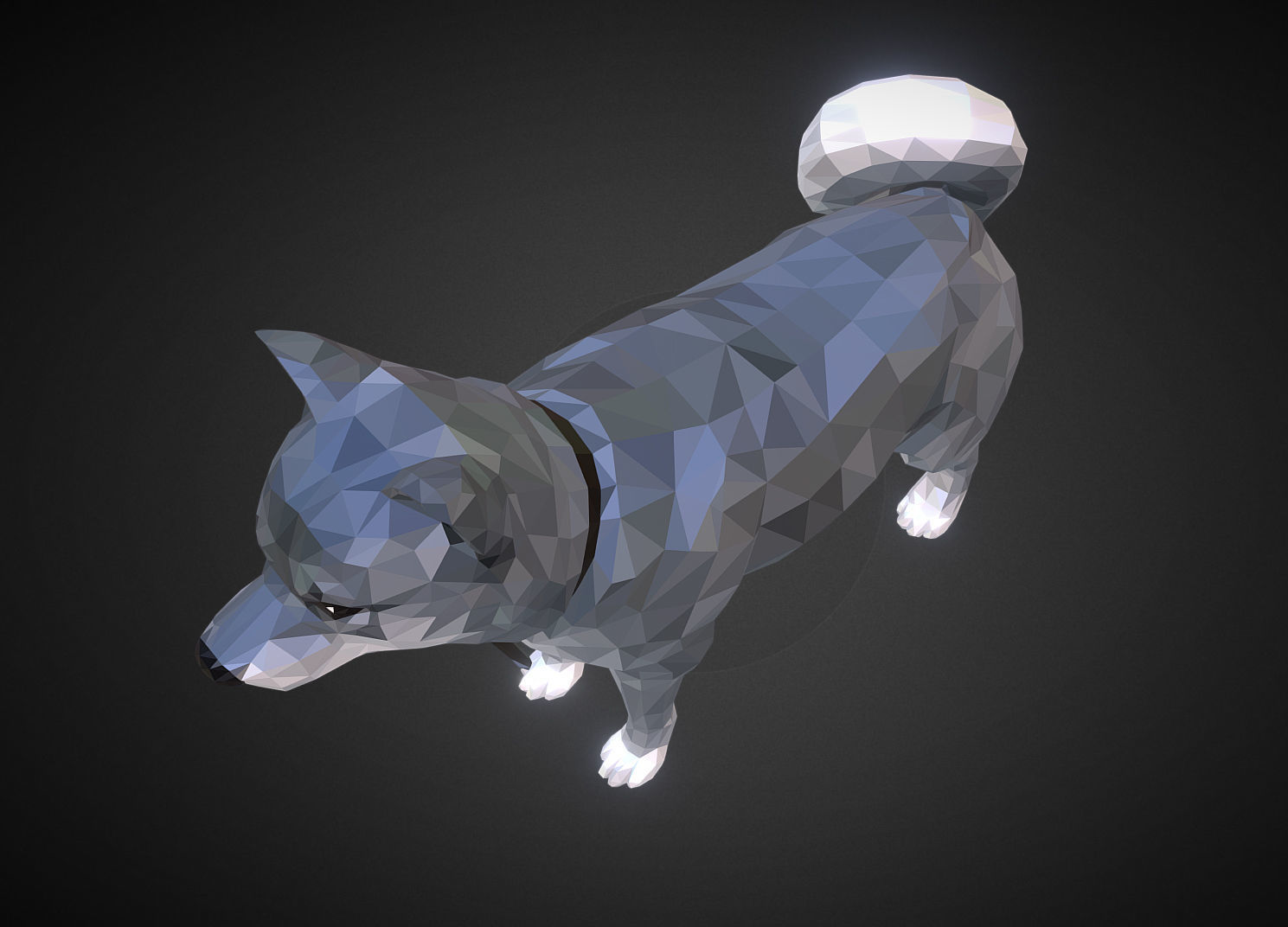 Dog Grey Low Polygon Art Low-poly 3D model_1