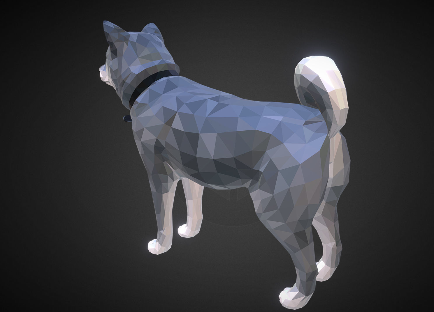 Dog Grey Low Polygon Art Low-poly 3D model_5