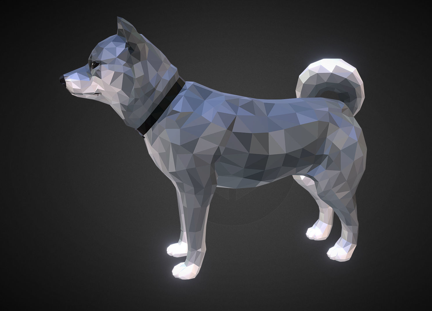 Dog Grey Low Polygon Art Low-poly 3D model_4