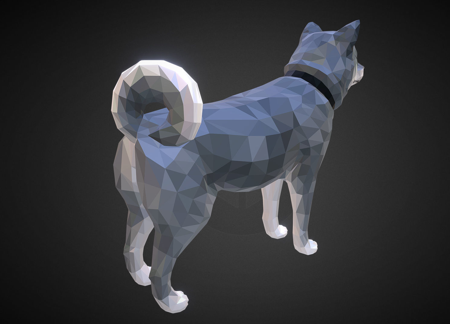 Dog Grey Low Polygon Art Low-poly 3D model_2