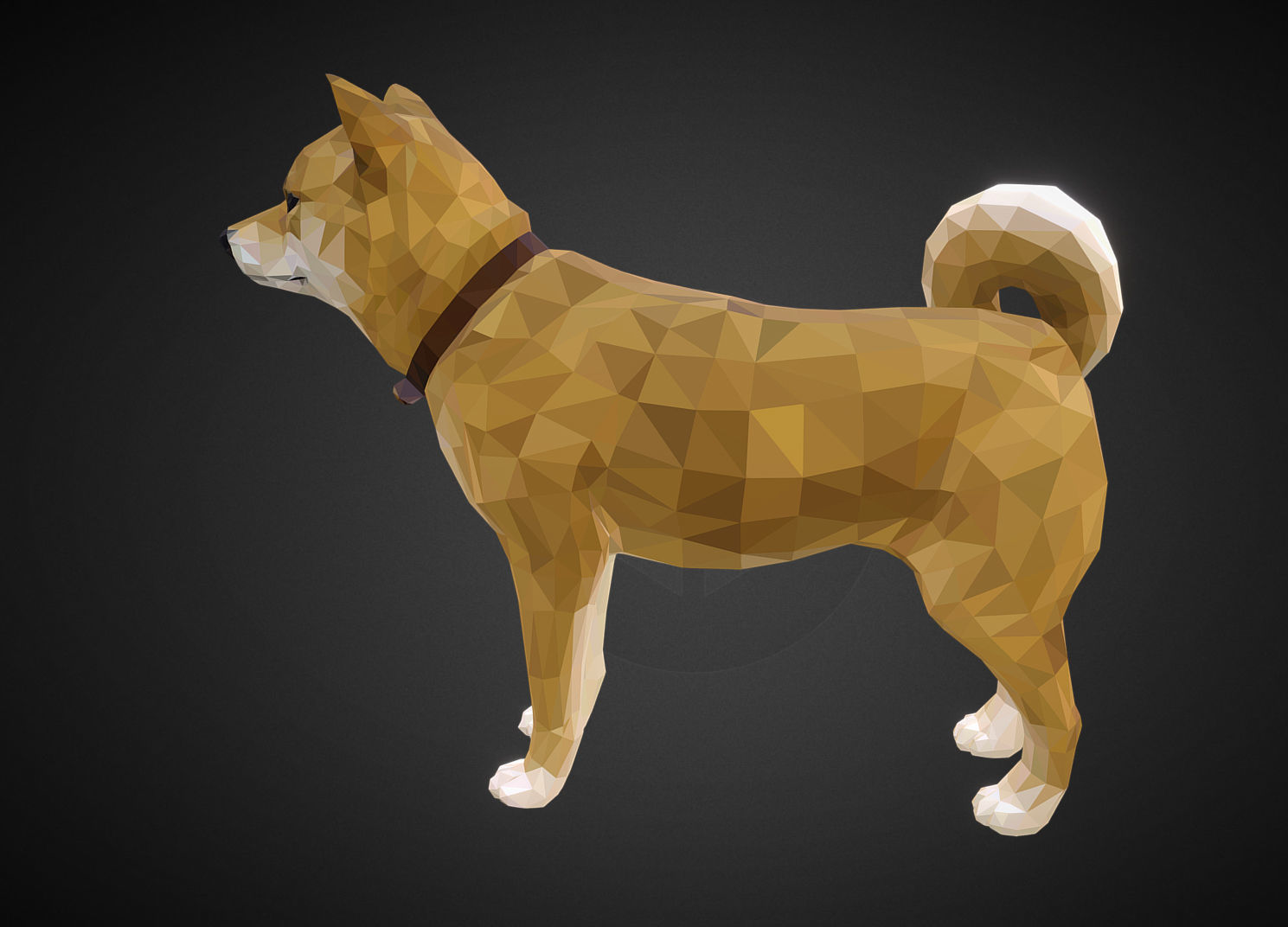 Dog Yellow Animal Low Polygon Art Low-poly 3D model_2