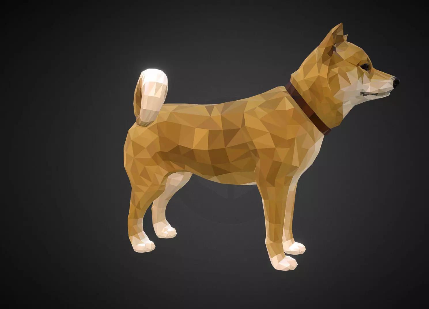 Dog Yellow Animal Low Polygon Art Low-poly 3D model_0