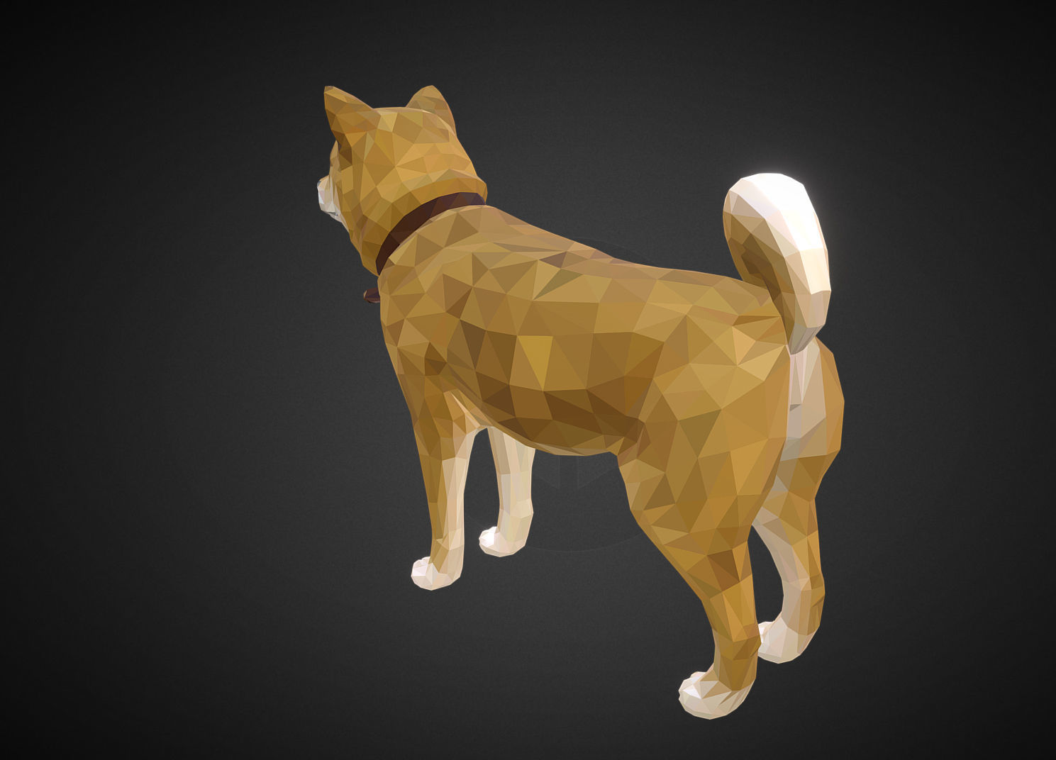 Dog Yellow Animal Low Polygon Art Low-poly 3D model_5