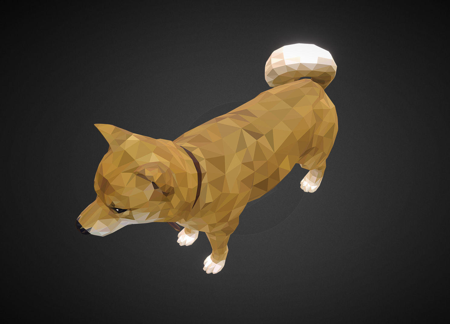 Dog Yellow Animal Low Polygon Art Low-poly 3D model_1