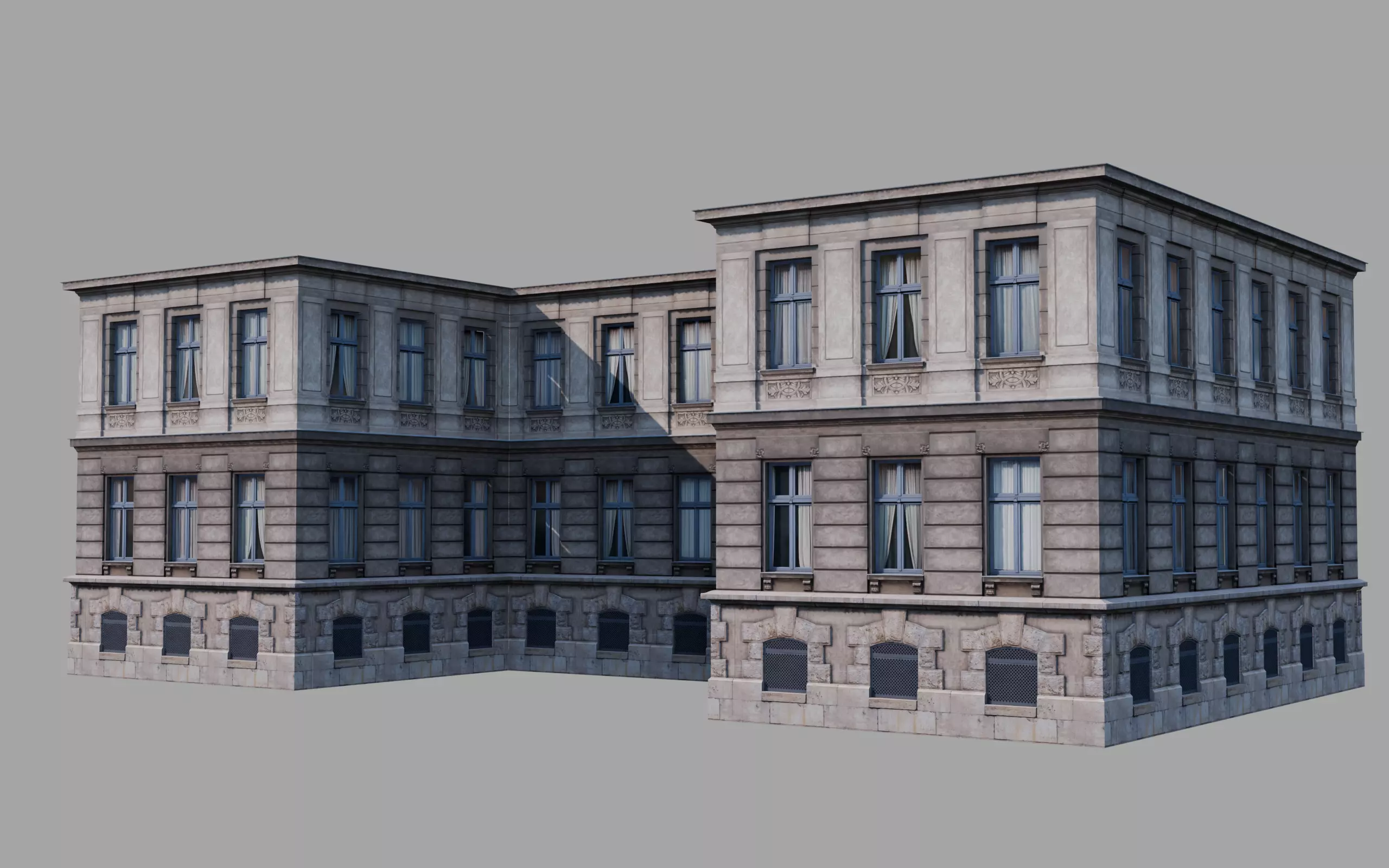 Modular classical facade Low-poly 3D model